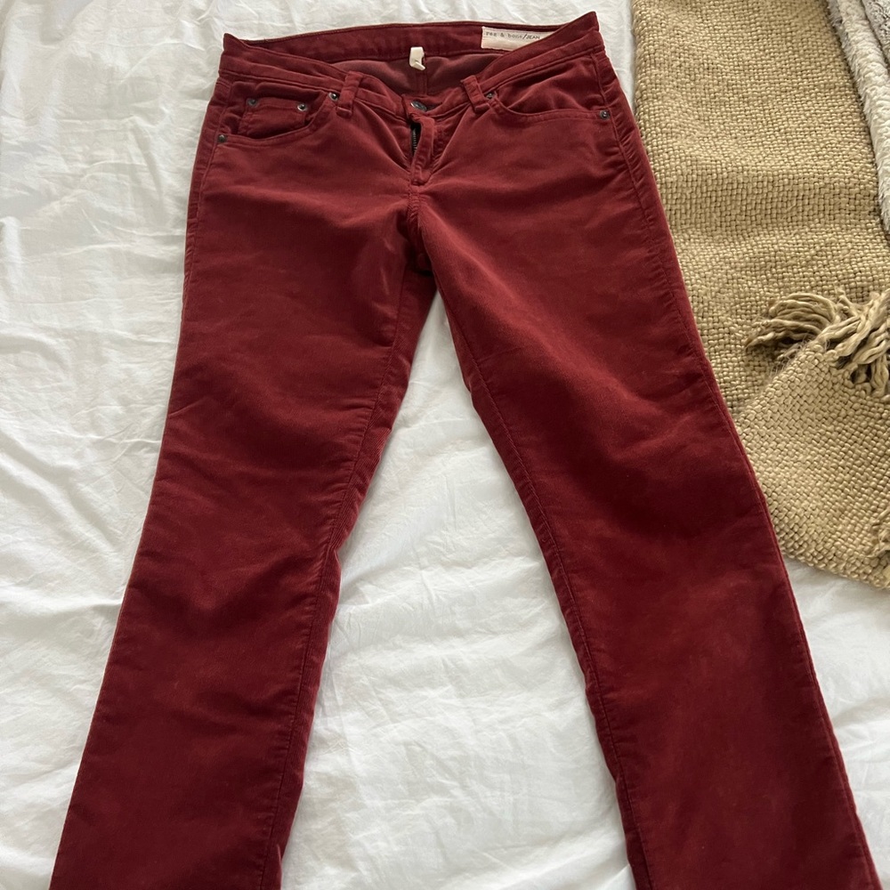 Washed red rag and bone corduroys size 26